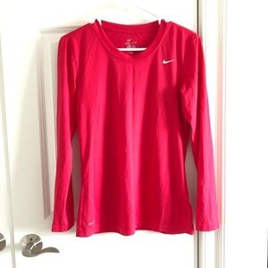 Nike Dri Fit Long Sleeve Shirt in Red